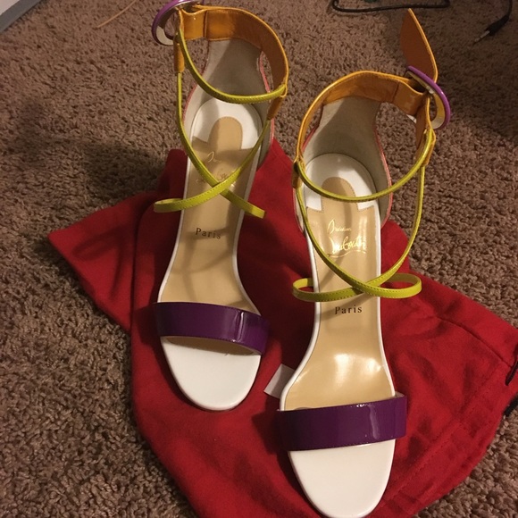 Authentic Christian Louboutin Multi-colored Patent Leather Heels size 41 1/2 - Picture 7 of 10